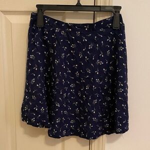 Elegant Navy Floral Skater Skirt